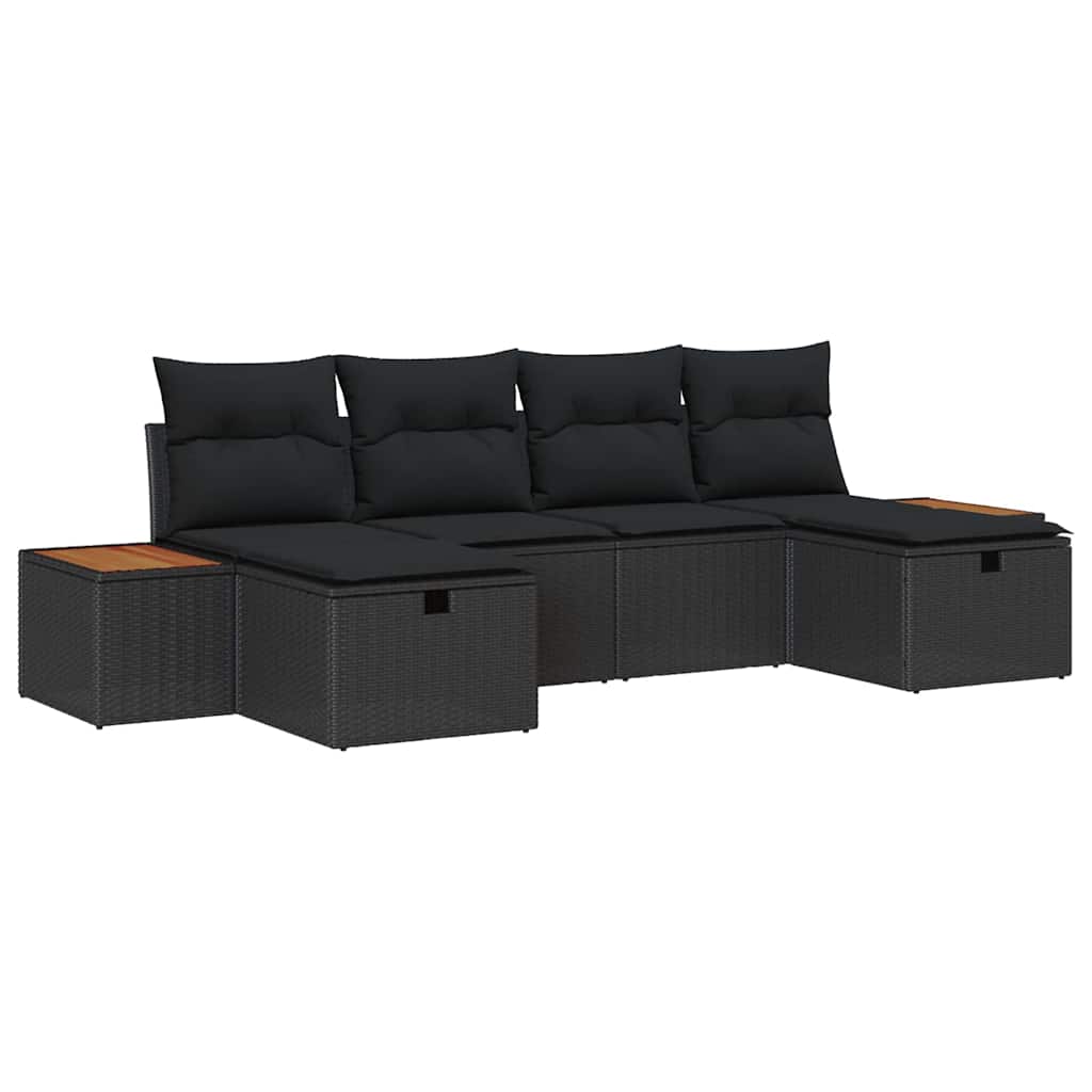 Conjunto de Sofá de Jardim 6 pcs Preto 55 x 62 x 69 cm