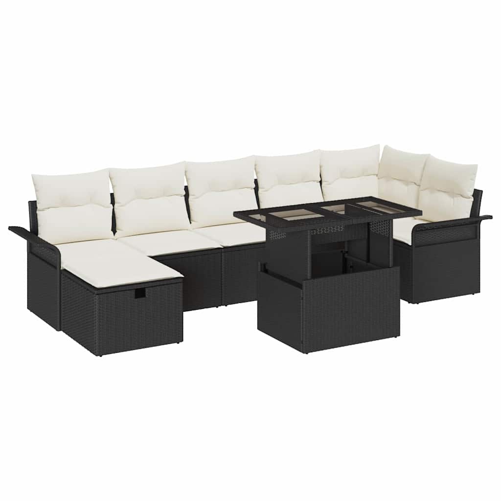 Conjunto de Sofá de Jardim 8 pcs Preto Rattan Sintético