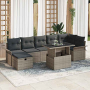 Conjunto de Sofá de Jardim 8 pcs Cinzeto Rattan Sintético