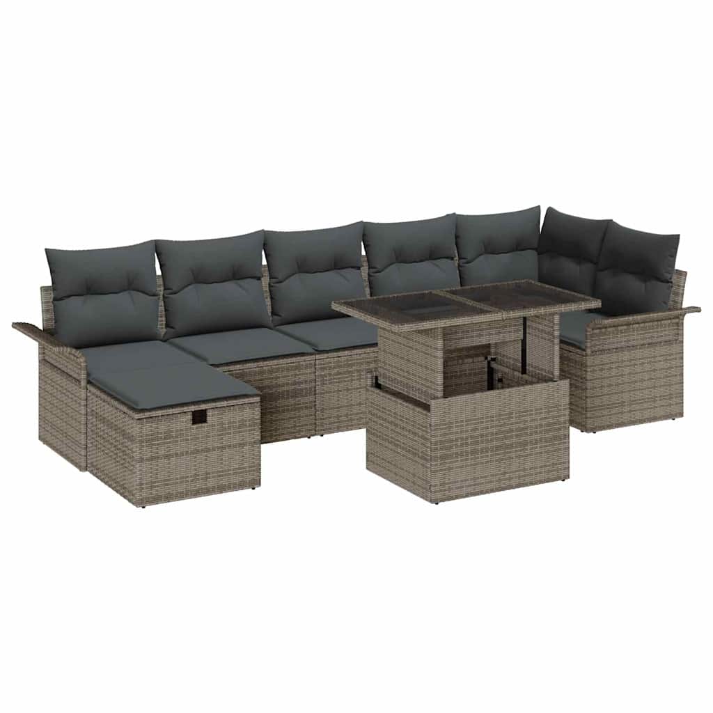 Conjunto de Sofá de Jardim 8 pcs Cinzeto Rattan Sintético