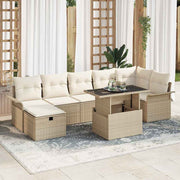 Conjunto de Sofá de Jardim 8 pcs Bege Rattan Sintético