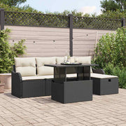 Conjunto de Sofá de Jardim 6 pcs Preto Rattan Sintético