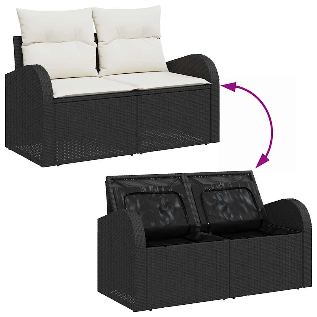 Conjunto de Sofá de Jardim 7 pcs Preto Rattan Sintético