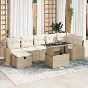 Conjunto de Sofá de Jardim 8 pcs Bege Rattan Sintético