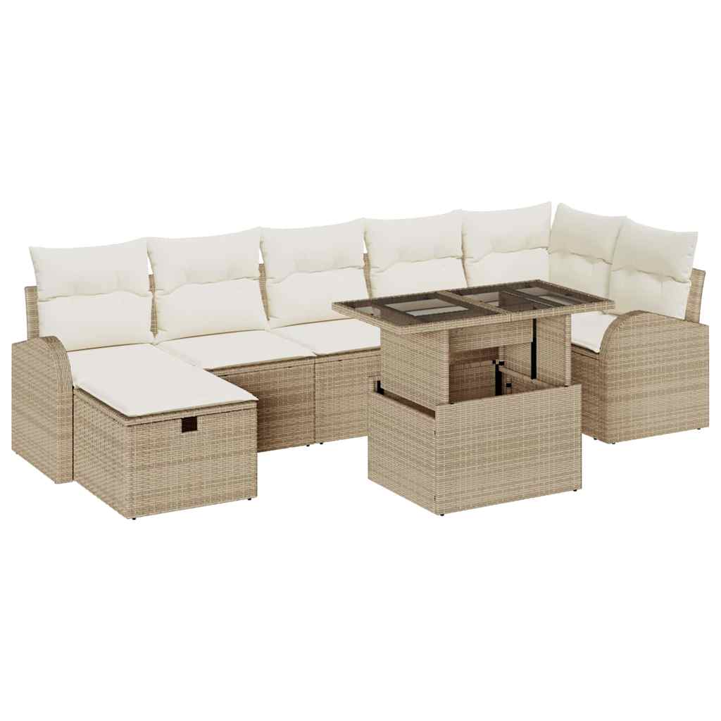Conjunto de Sofá de Jardim 8 pcs Bege Rattan Sintético