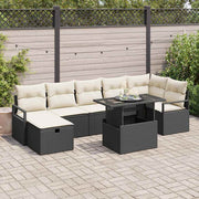 Conjunto de Sofá de Jardim 8 pcs Preto Rattan Sintético