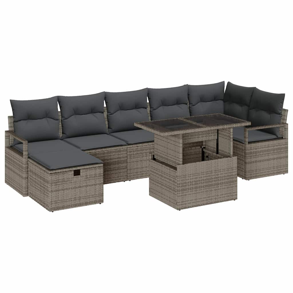 Conjunto de Sofá de Jardim 8 pcs Cinzeto Rattan Sintético