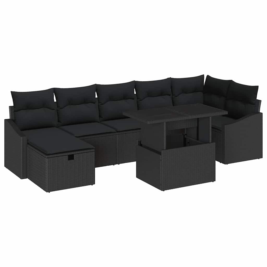 Conjunto de Sofá de Jardim 8 pcs Preto vime PE