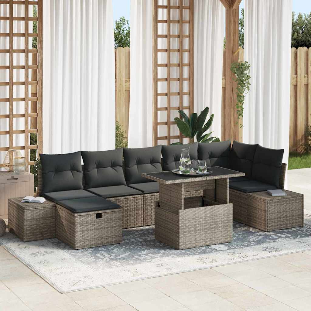 Conjunto de Sofá de Jardim 8 pcs Cinzeto vime PE