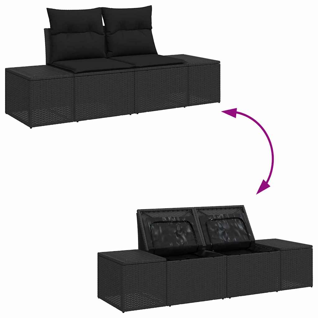 Conjunto de Sofá de Jardim 8 pcs Preto vime PE