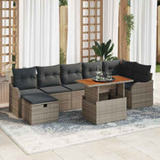 Conjunto de Sofá de Jardim 8 pcs Cinzeto Rattan Sintético