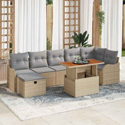 Conjunto de Sofá de Jardim 8 pcs Bege Rattan Sintético