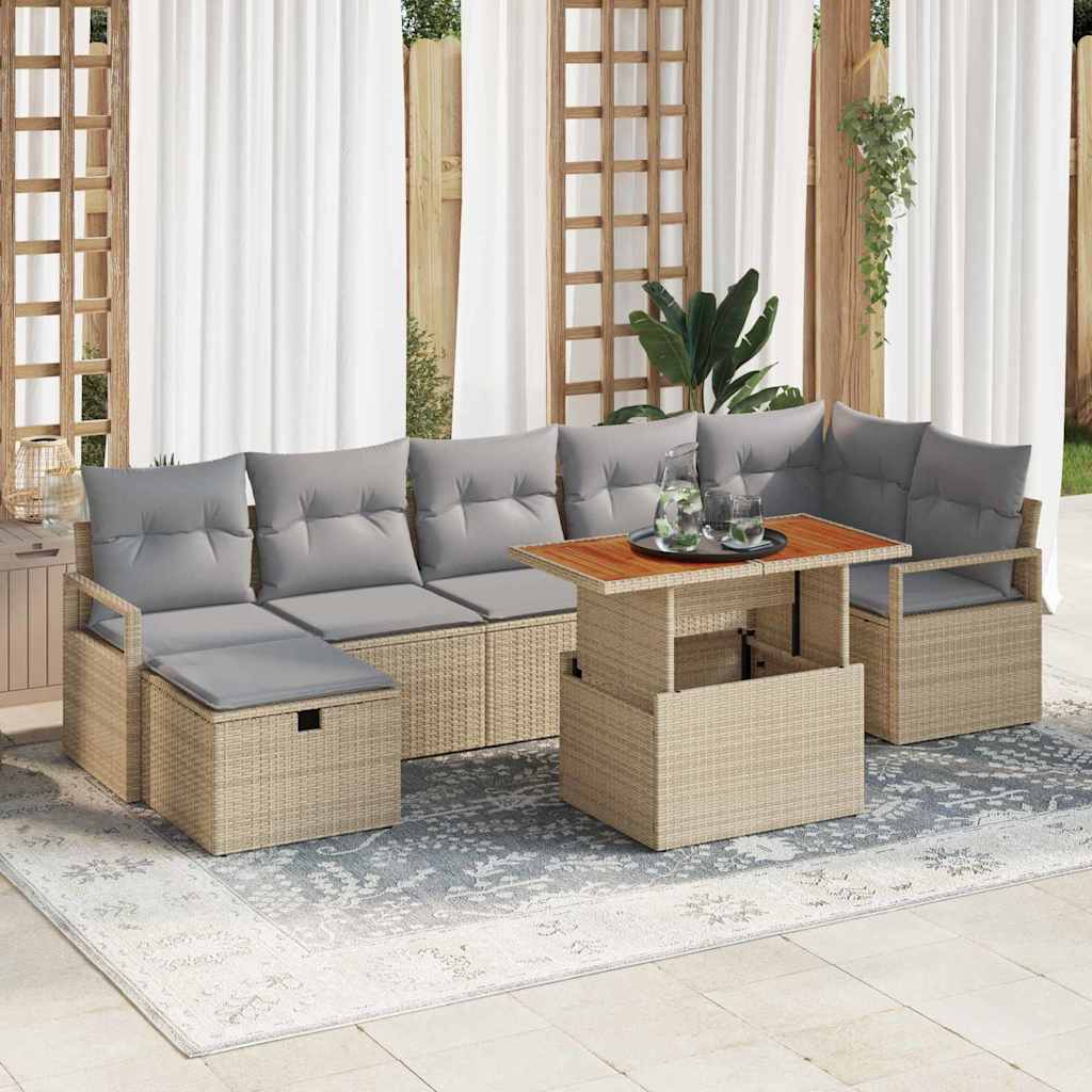Conjunto de Sofá de Jardim 8 pcs Bege vime PE