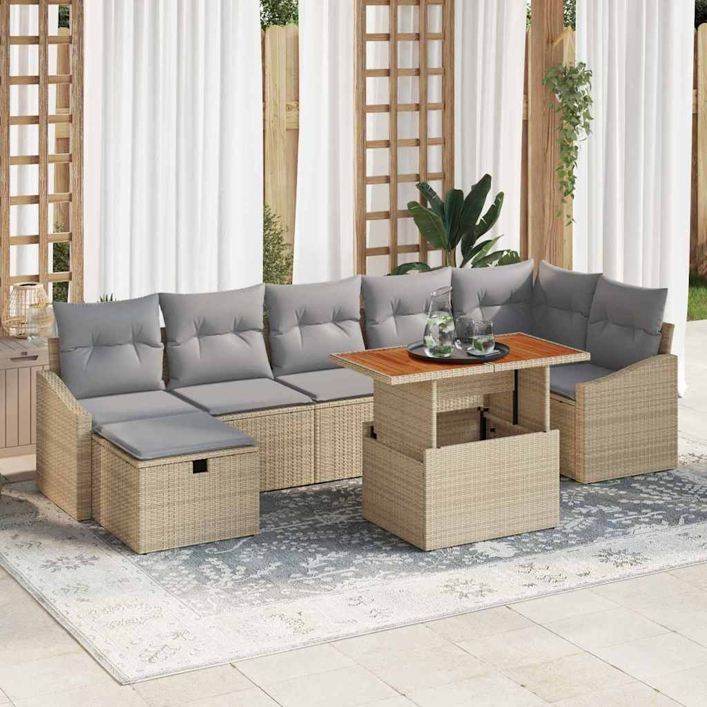 Conjunto de Sofá de Jardim 8 pcs Bege vime PE