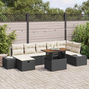Conjunto de Sofá de Jardim 8 pcs Preto vime PE