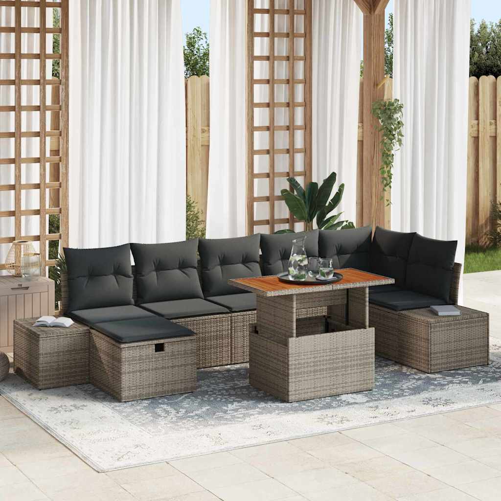 Conjunto de Sofá de Jardim 8 pcs Cinzeto vime PE