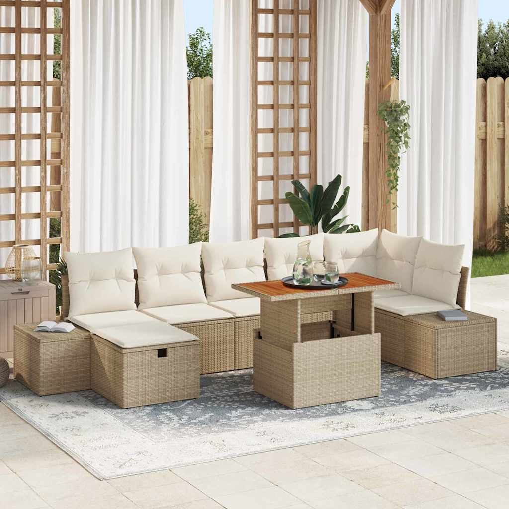 Conjunto de Sofá de Jardim 8 pcs Bege vime PE