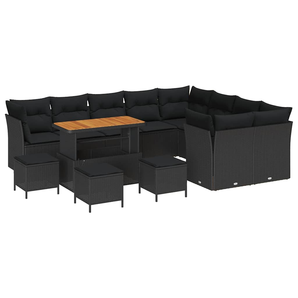 Conjunto de Sofá de Jardim 13 pcs Preto vime PE