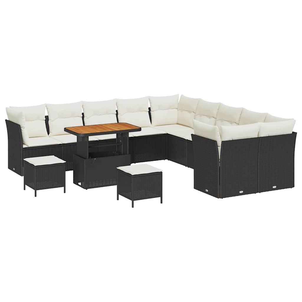 Conjunto de Sofá de Jardim 13 pcs Preto vime PE