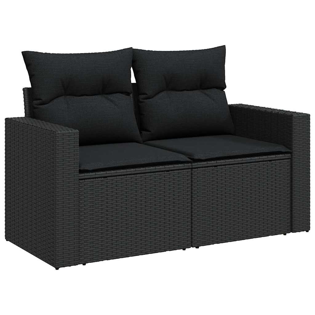 Conjunto de Sofá de Jardim 8 pcs Preto vime PE