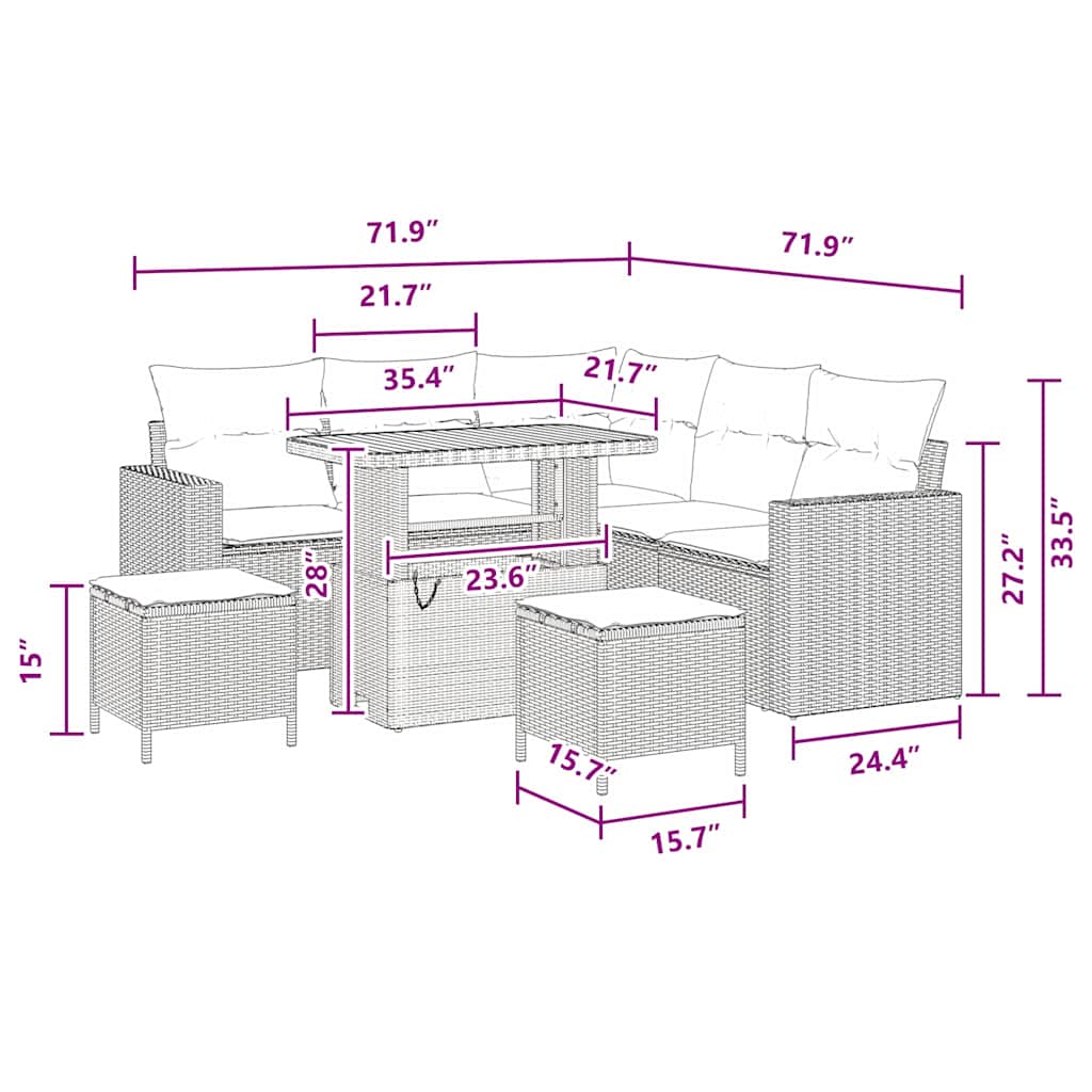 Conjunto de Sofá de Jardim 8 pcs Preto vime PE