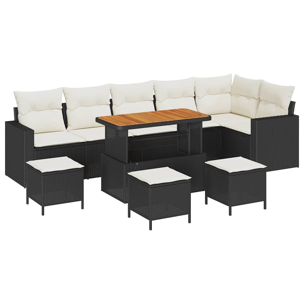 Conjunto de Sofá de Jardim 10 pcs Preto vime PE