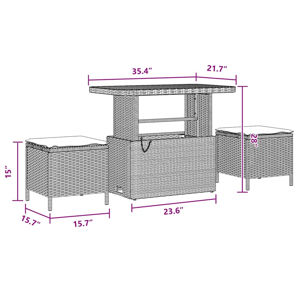 Conjunto de Sofá de Jardim com almofada 9 pcs Preto vime PE