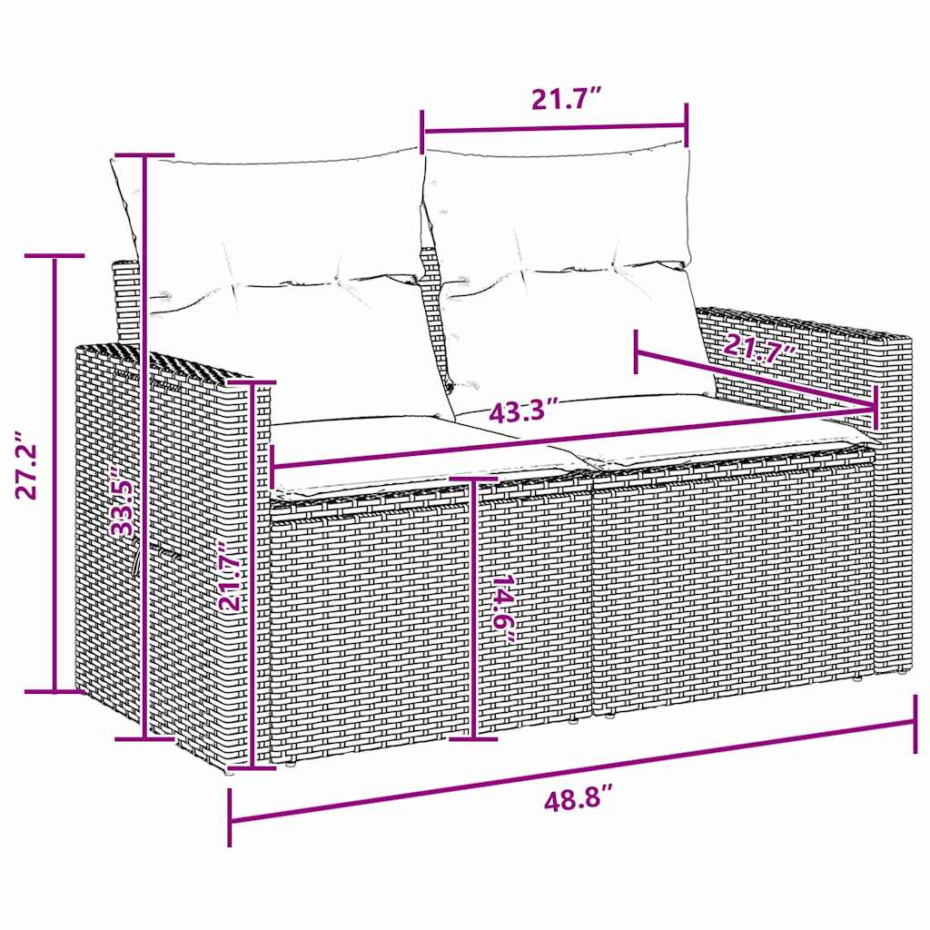 Conjunto de Sofá de Jardim 10 pcs Preto vime PE