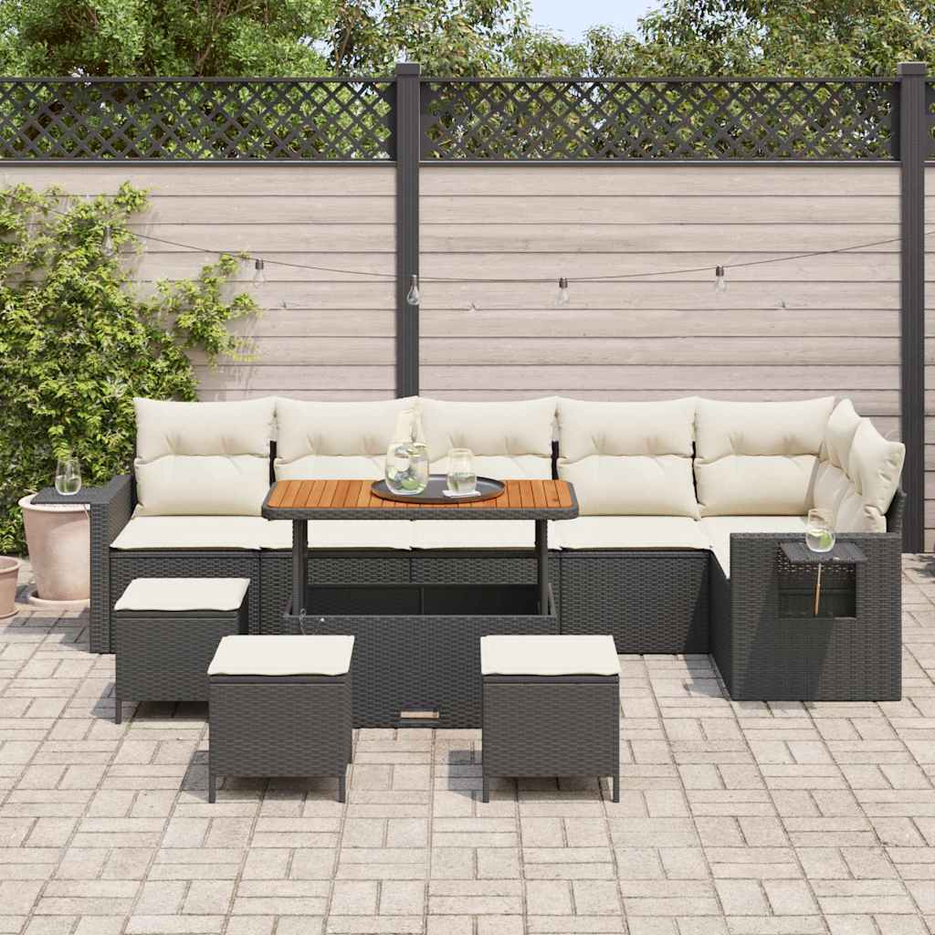 Conjunto de Sofá de Jardim 10 pcs Preto vime PE