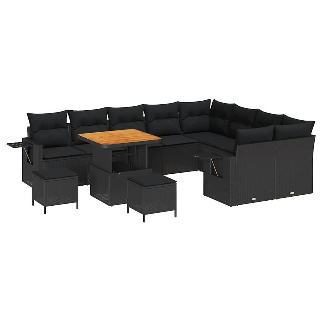 Conjunto de Sofá de Jardim 12 pcs Preto vime PE