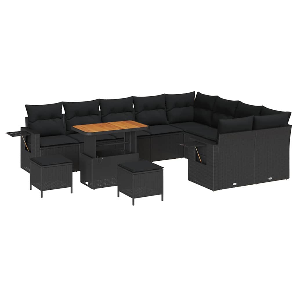 Conjunto de Sofá de Jardim 12 pcs Preto vime PE