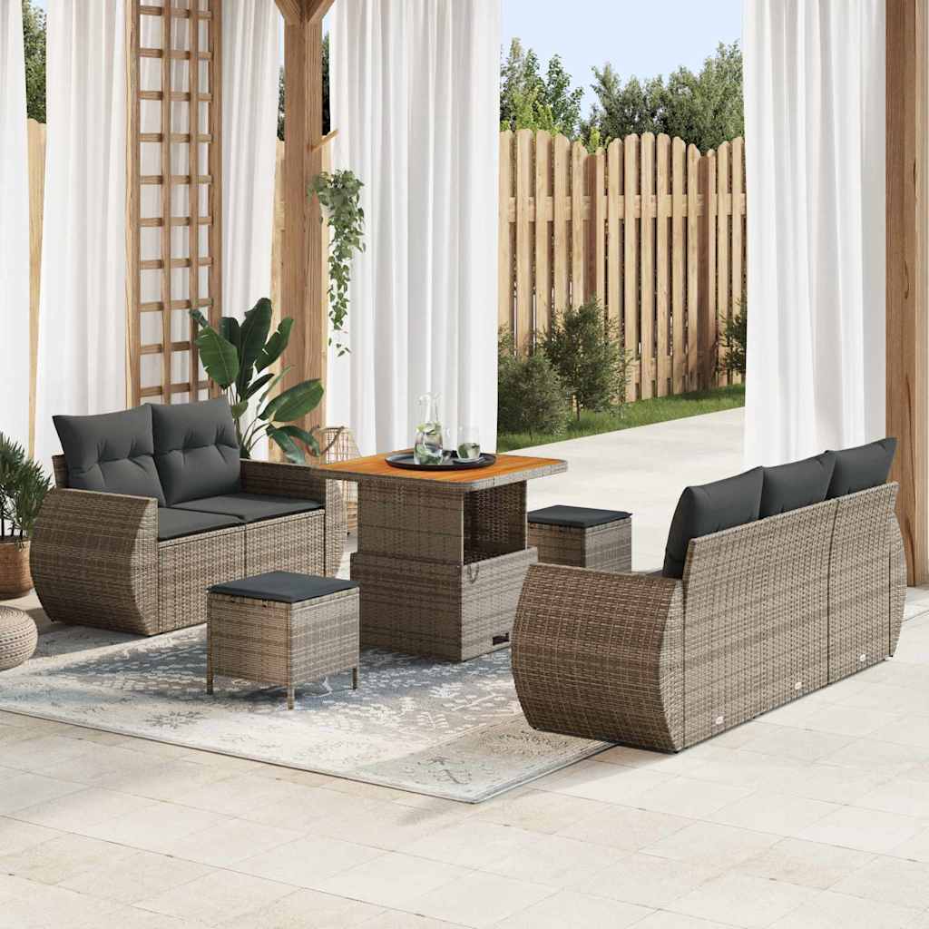 Conjunto de Sofá de Jardim 8 pcs Cinzeto vime PE