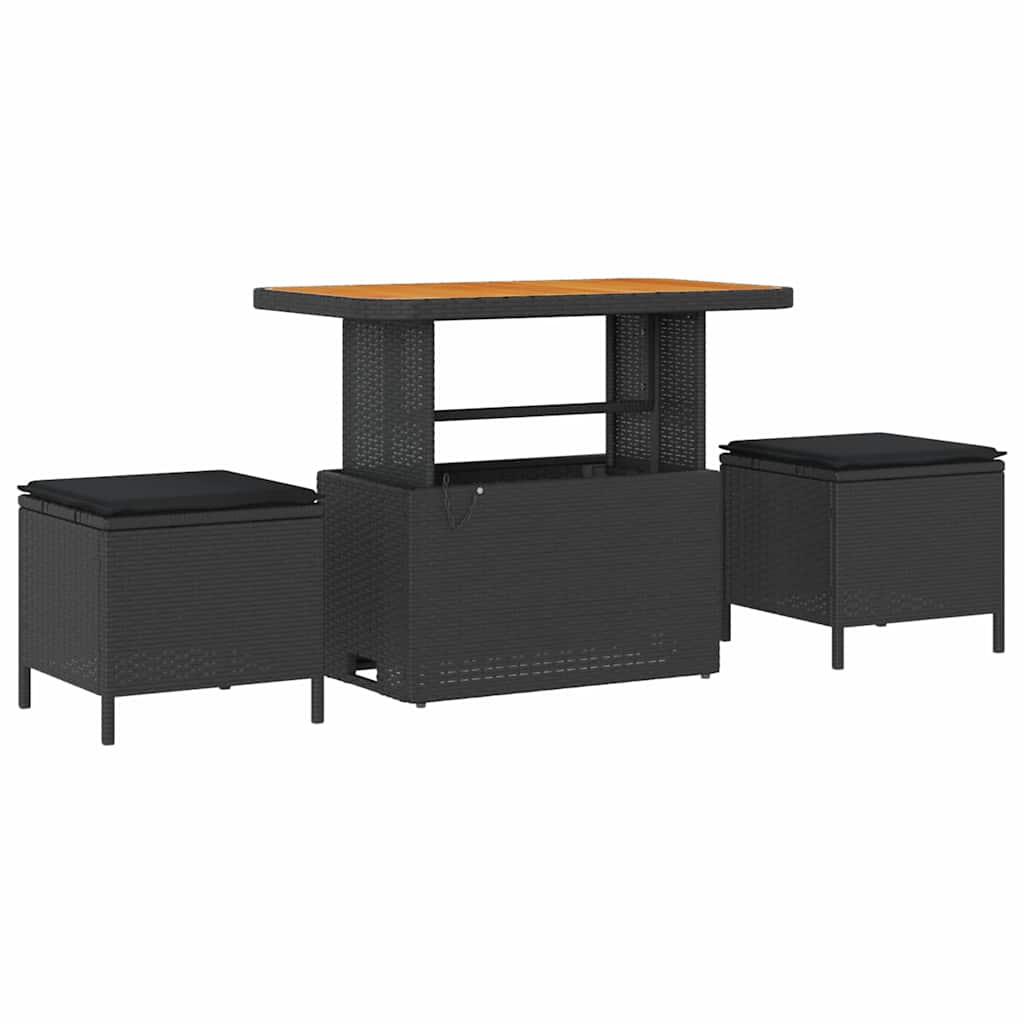 Conjunto de Sofá de Jardim com almofada 8 pcs Preto vime PE