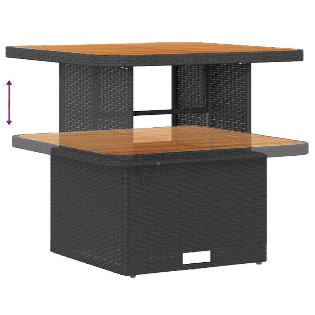 Conjunto de Sofá de Jardim com almofada 9 pcs Preto vime PE