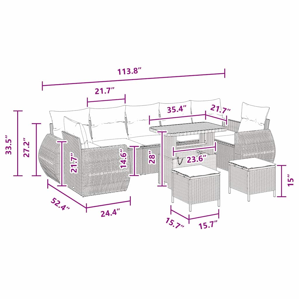 Conjunto de Sofá de Jardim 10 pcs Preto vime PE