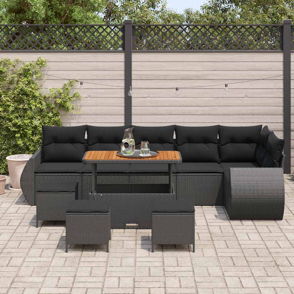Conjunto de Sofá de Jardim 10 pcs Preto vime PE