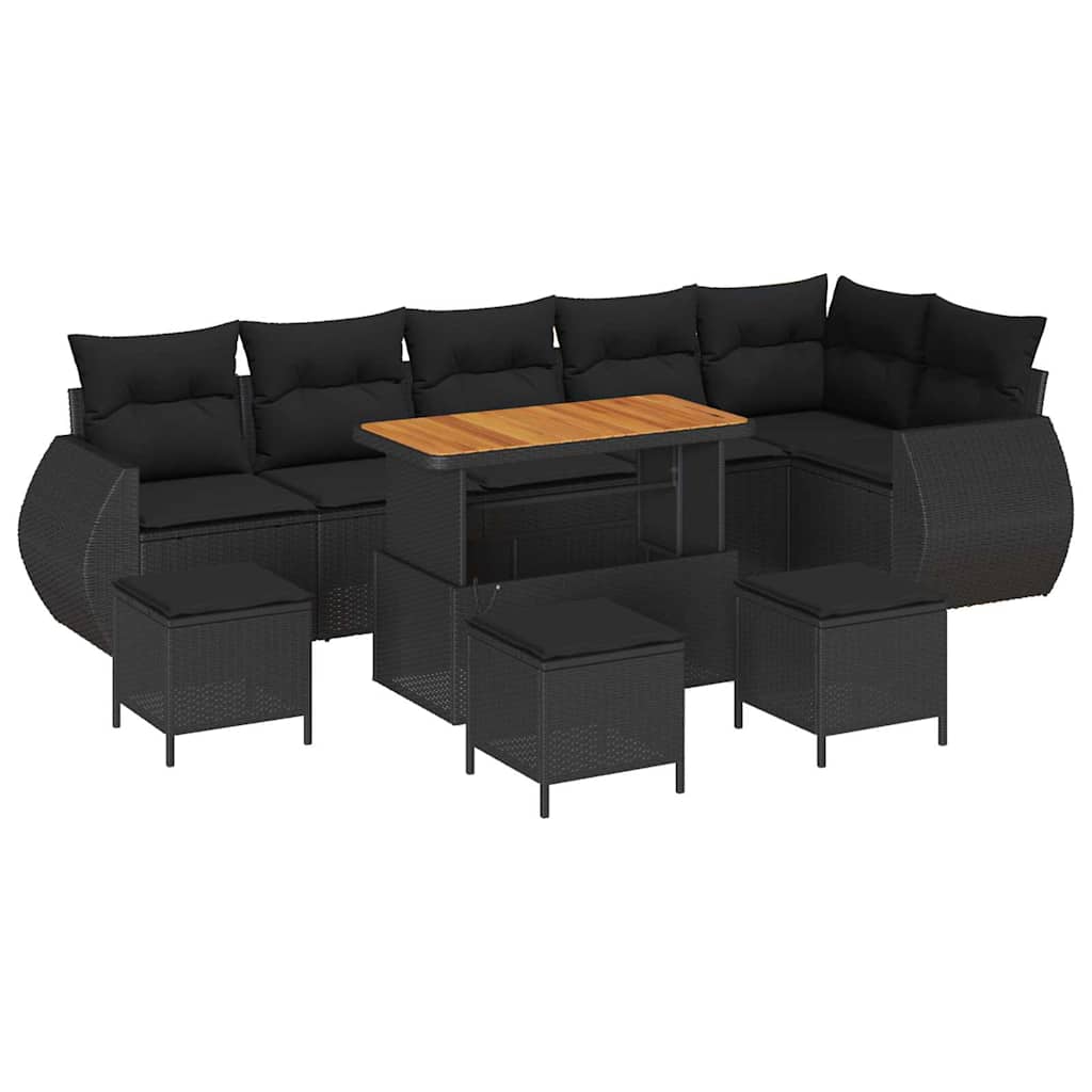 Conjunto de Sofá de Jardim 10 pcs Preto vime PE