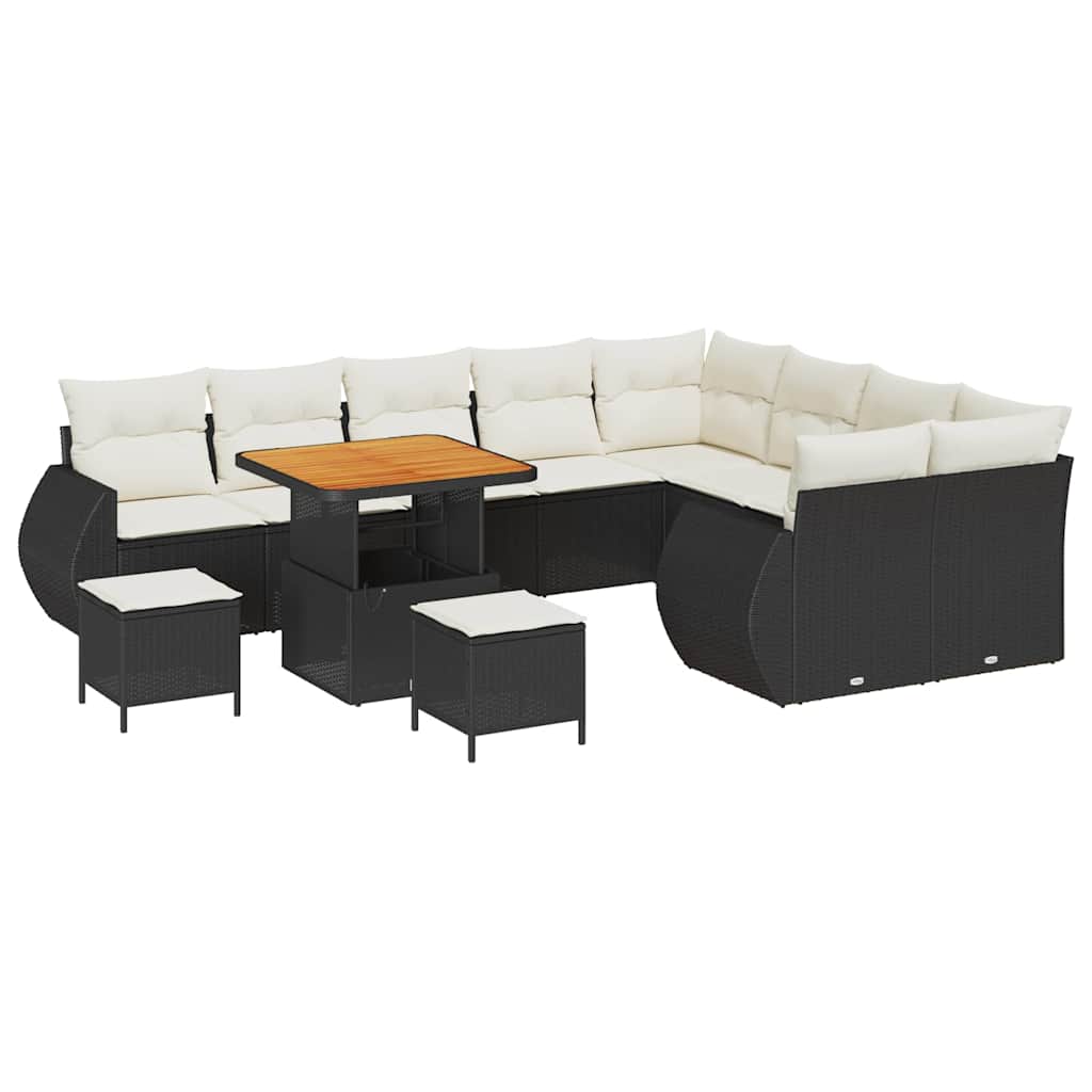 Conjunto de Sofá de Jardim 12 pcs Preto vime PE