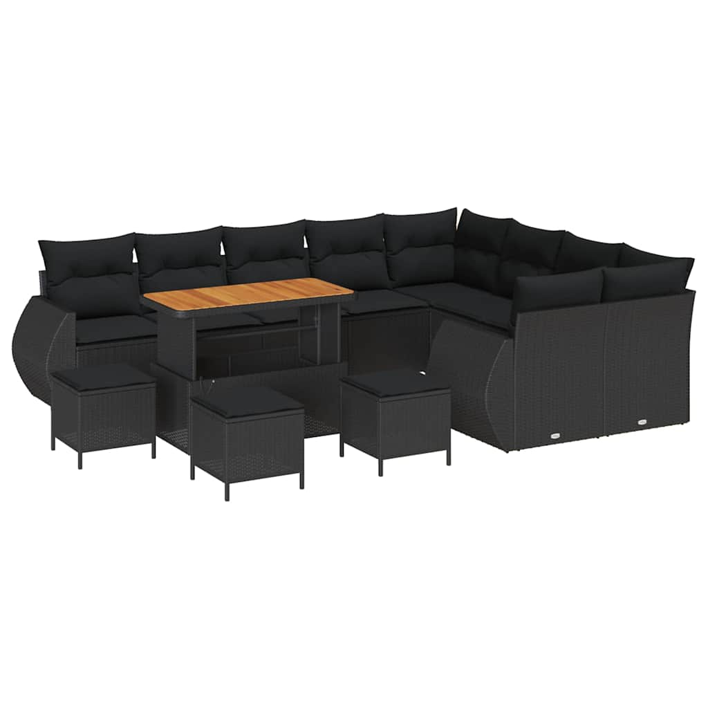 Conjunto de Sofá de Jardim 13 pcs Preto vime PE