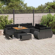 Conjunto de Sofá de Jardim 13 pcs Preto vime PE