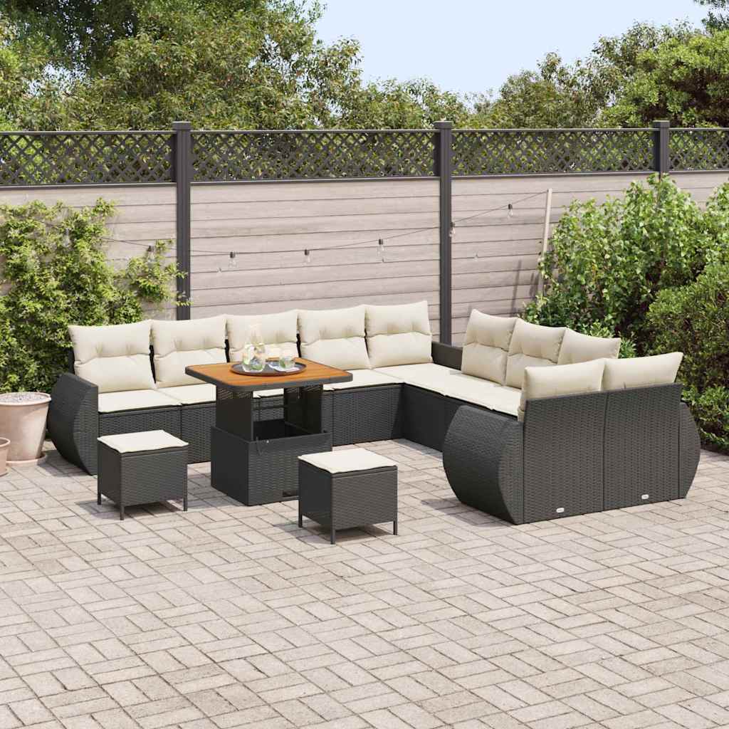 Conjunto de Sofá de Jardim 13 pcs Preto vime PE