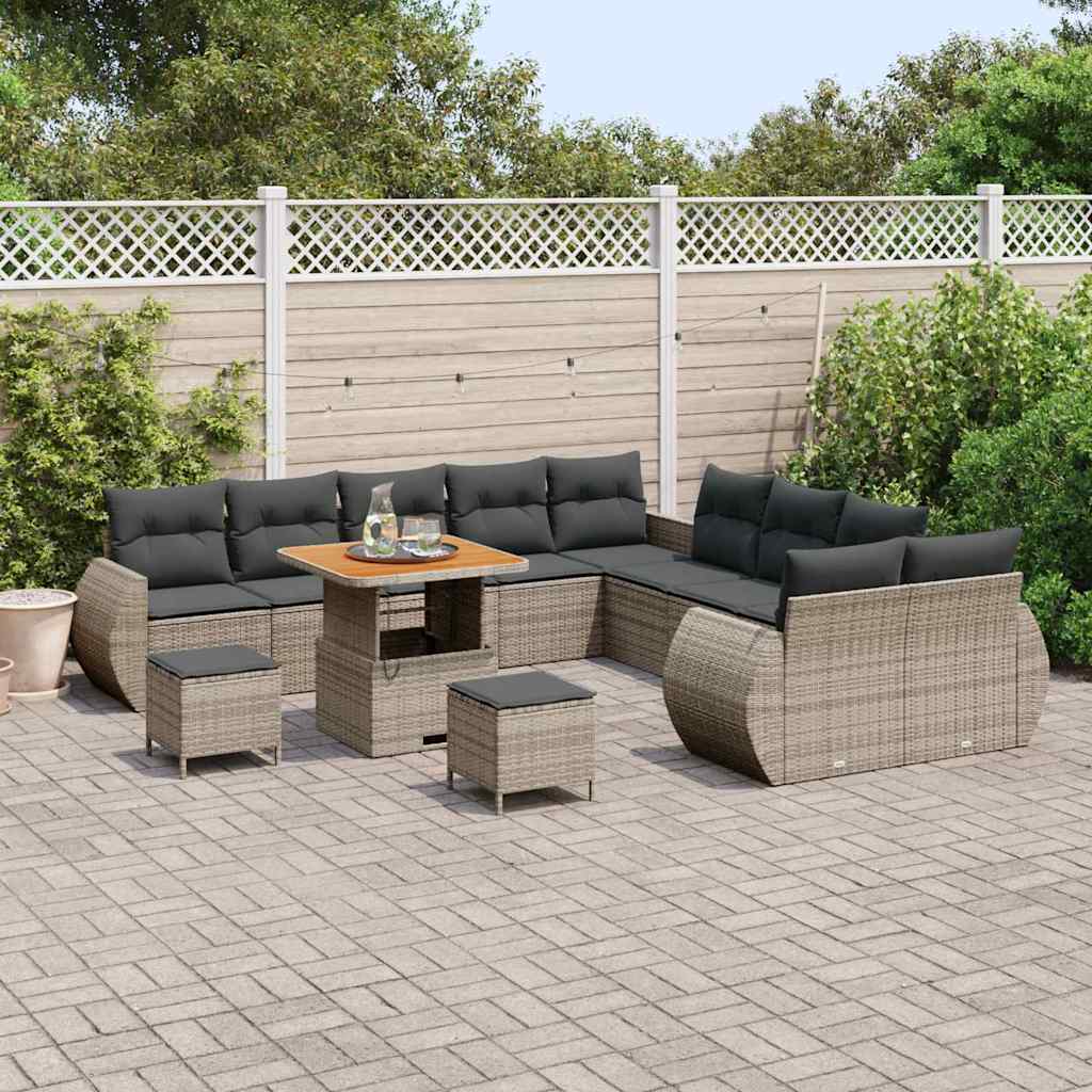 Conjunto de Sofá de Jardim 13 pcs Cinzeto vime PE
