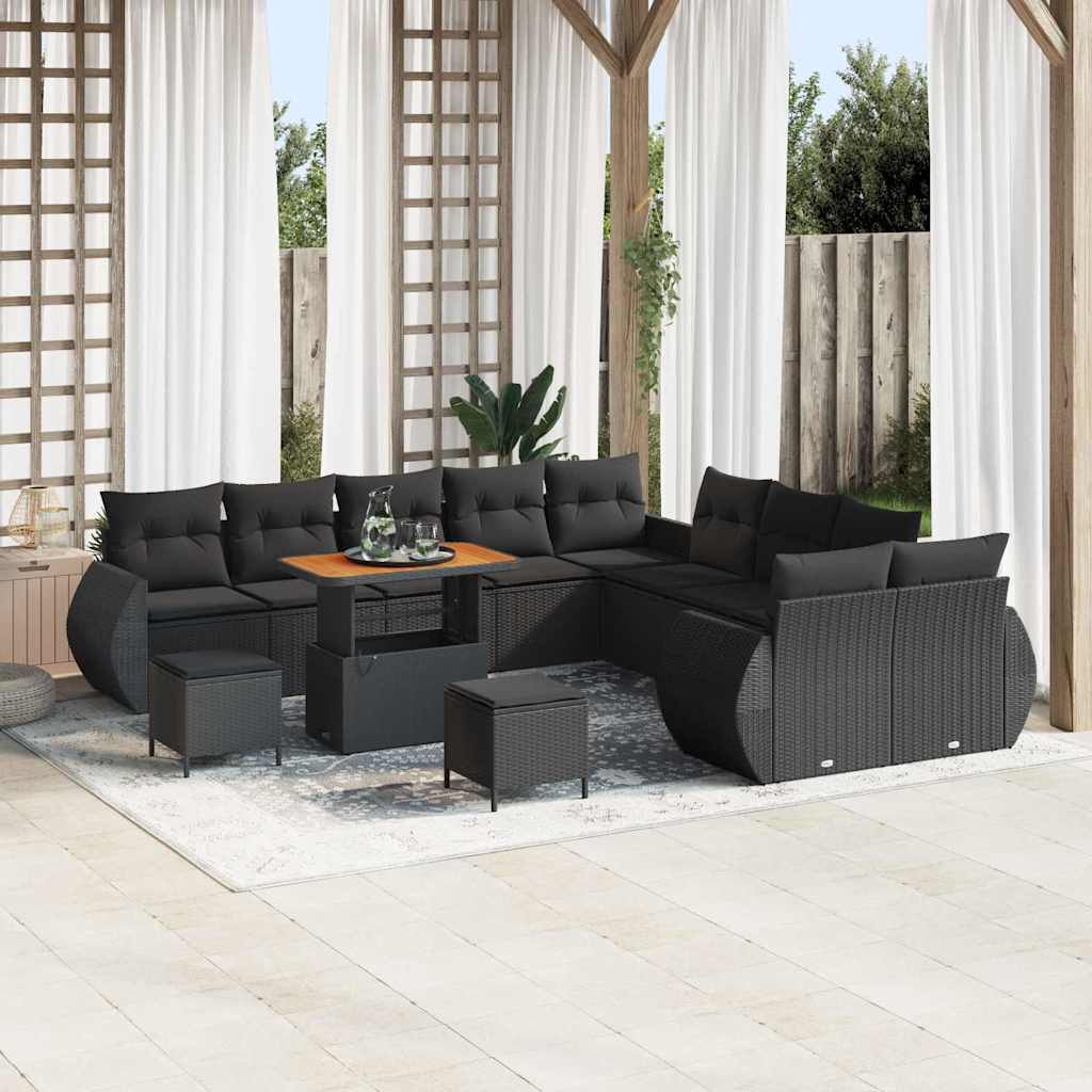 Conjunto de Sofá de Jardim 13 pcs Preto vime PE