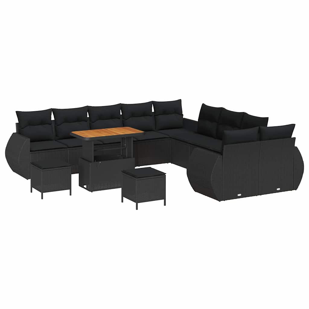 Conjunto de Sofá de Jardim 13 pcs Preto vime PE