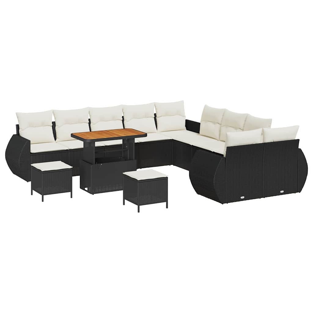 Conjunto de Sofá de Jardim 13 pcs Preto vime PE