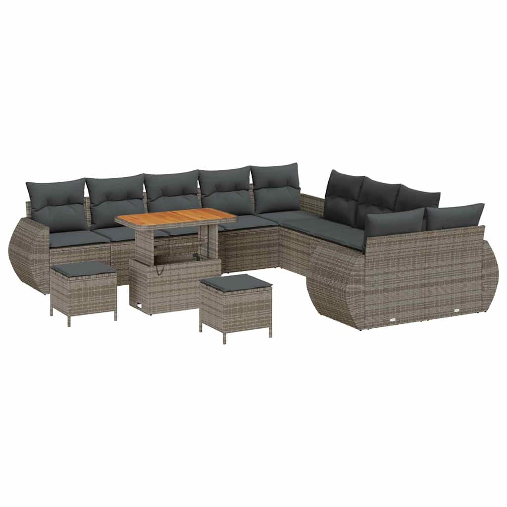 Conjunto de Sofá de Jardim 13 pcs Cinzeto vime PE