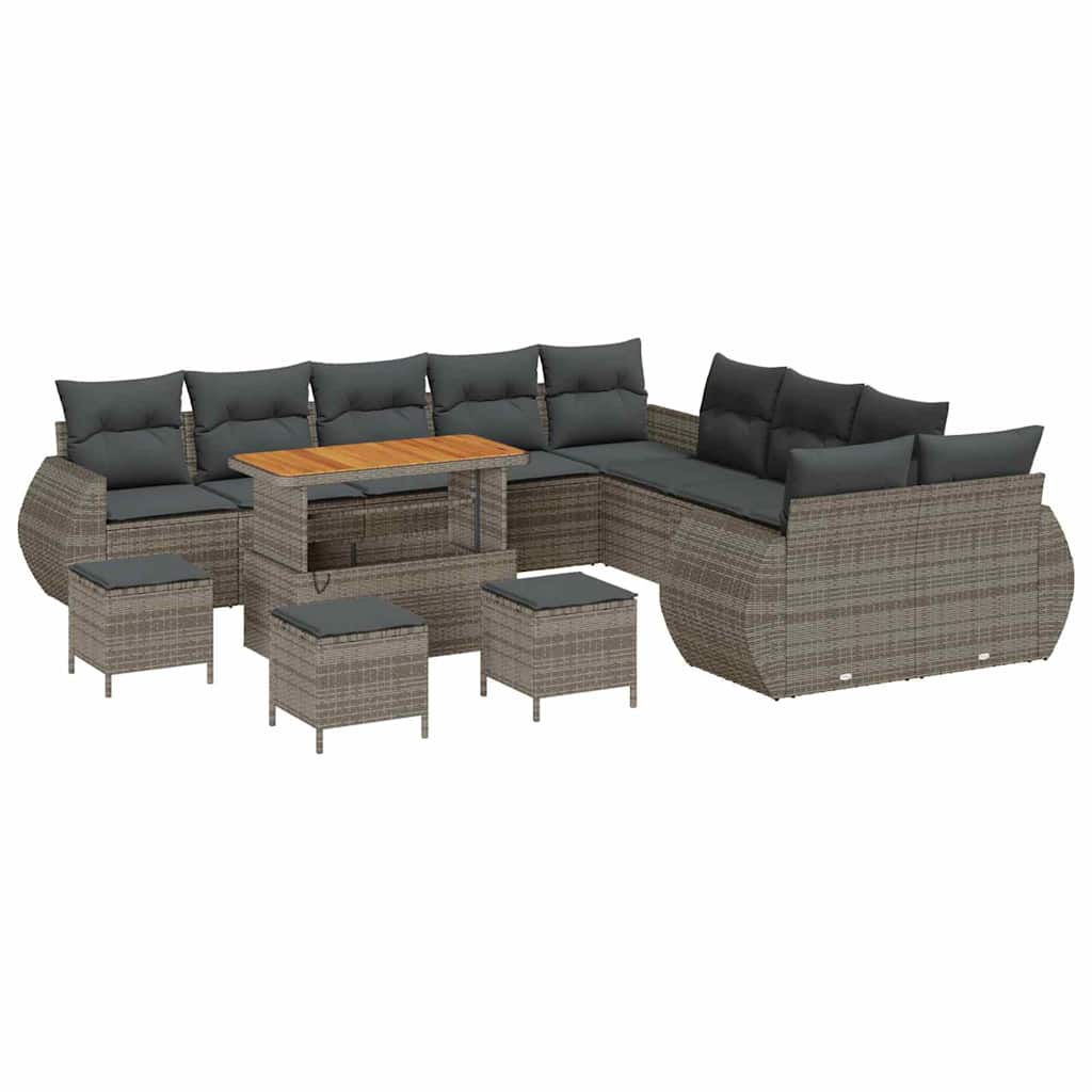 Conjunto de Sofá de Jardim 14 pcs Cinzeto vime PE