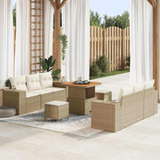 Conjunto de Sofá de Jardim 9 pcs Bege Rattan Sintético