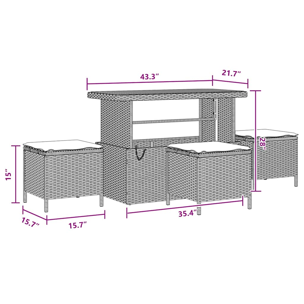 Conjunto de Sofá de Jardim com almofada 10 pcs Preto vime PE