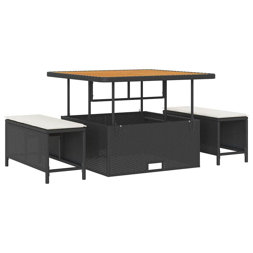 Conjunto de Sofá de Jardim com almofada 12 pcs Preto vime PE